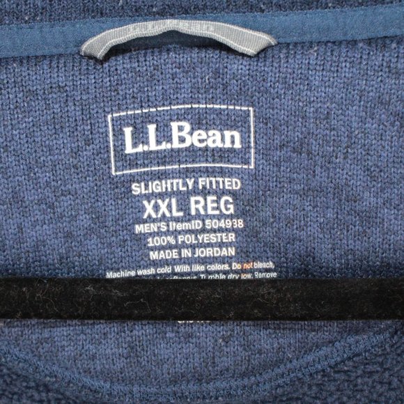 LL Bean Bright Navy Fleece Full-Zip Casual Work Sweater Jacket Size XXL - Picture 4 of 9